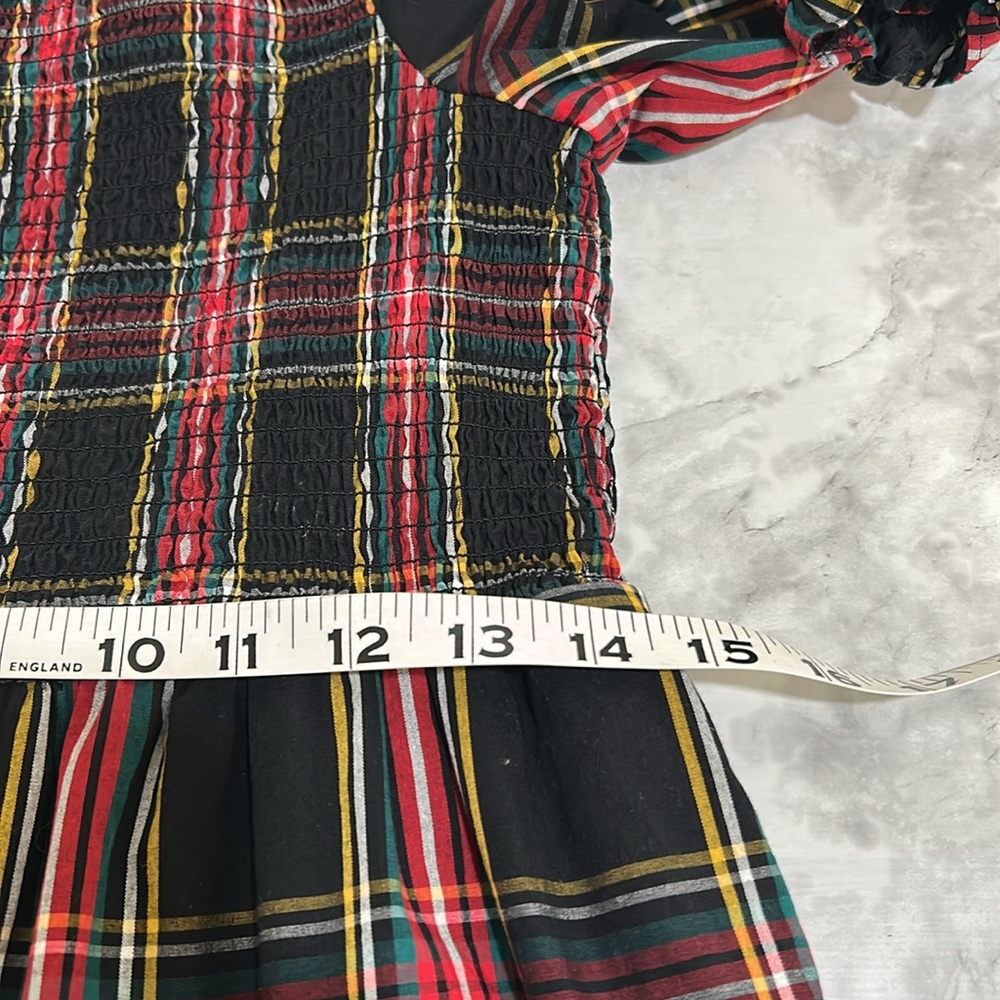 JCREW WOMENS PLAID SMOCKED COTTON POPLIN MIDI DRESS RED BLACK SZ MEDIUM - Picture 12 of 13